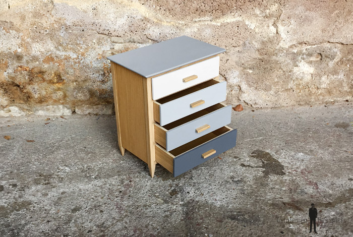 Mini meuble commode à bijoux, fait main, gris et chêne ~ Mini Commode Bois Mini meuble commode à bijoux, fait main, gris et chêne ~ Mini Commode Bois