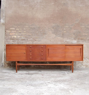 Enfilade vintage en teck, 220 cm