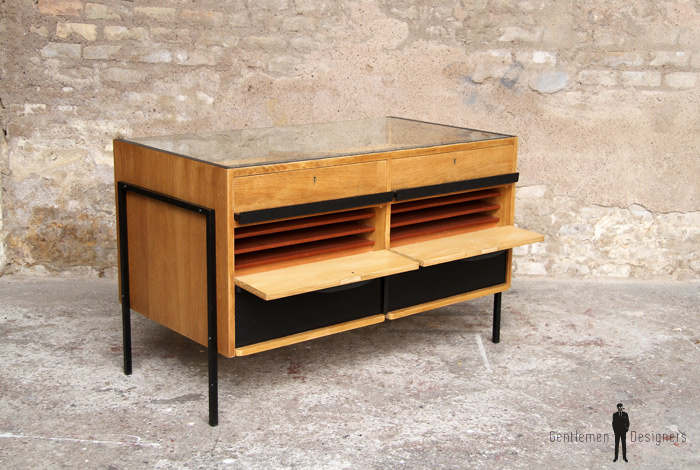 Comptoir ancien bois magasin boutique optique caisse clair tiroir
