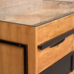 Comptoir ancien bois magasin boutique optique caisse clair tiroir