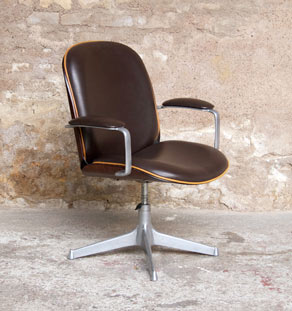Fauteuil de bureau vintage Ico Parisi, MIM, pivotant et accoudoir