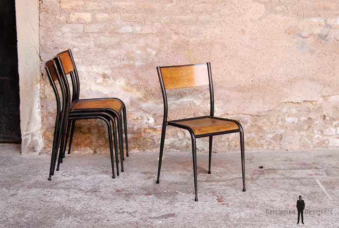 Vintage De Chaises Bois Métal Et Lot D'école 4 UMSpzV