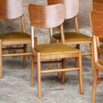 Lot de 6 chaises vintage scandinave teck et velours