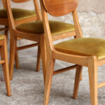 Lot de 6 chaises vintage scandinave teck et velours