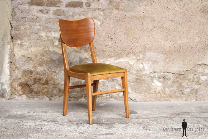 Lot de 6 chaises vintage scandinave teck et velours