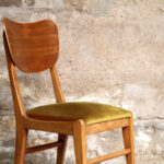 Lot de 6 chaises vintage scandinave teck et velours