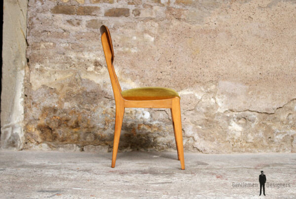 Lot de 6 chaises vintage scandinave teck et velours