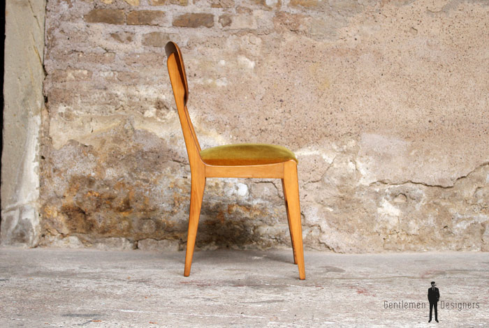 Lot de 6 chaises vintage scandinave teck et velours