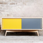 Meuble tv hifi made in france vintage sur mesure chene clair