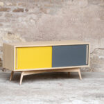 Meuble tv hifi made in france vintage sur mesure chene clair