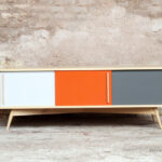 Meuble tv hifi made in france vintage sur mesure chene clair
