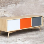 Meuble tv hifi made in france vintage sur mesure chene clair