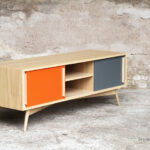 Meuble tv hifi made in france vintage sur mesure chene clair