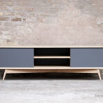 Meuble tv hifi made in france vintage sur mesure chene clair