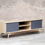 Meuble tv hifi made in france vintage sur mesure chene clair