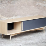 Meuble tv hifi made in france vintage sur mesure chene clair