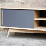 Meuble tv hifi made in france vintage sur mesure chene clair