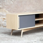 Meuble tv hifi made in france vintage sur mesure chene clair