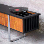 Meuble vinyle enfilade scandinave vintage teck