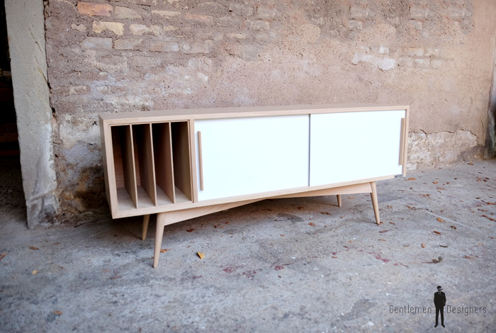 Meuble vinyle vintage sur mesure chine bois made in france