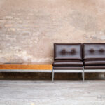 Banquette 2 places canapé scandinave chrome bac plante décoration