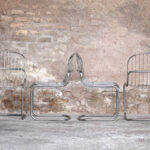 Lot de 4 chaises vintage année 70, métal chromé