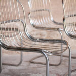 Lot de 4 chaises vintage année 70, métal chromé