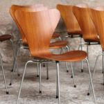 10 chaises vintage scandinave teck, Fritz Hansen, Jacobsen, n°7