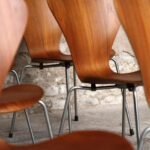 10 chaises vintage scandinave teck, Fritz Hansen, Jacobsen, n°7