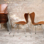 lot chaises vintage scandinave teck, Fritz Hansen, Jacobsen, n°7