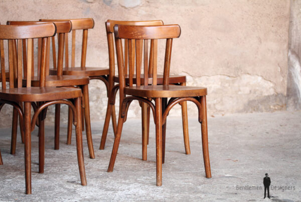 Lot de 8 chaises bistrot baumann en bois, dossier barreaux