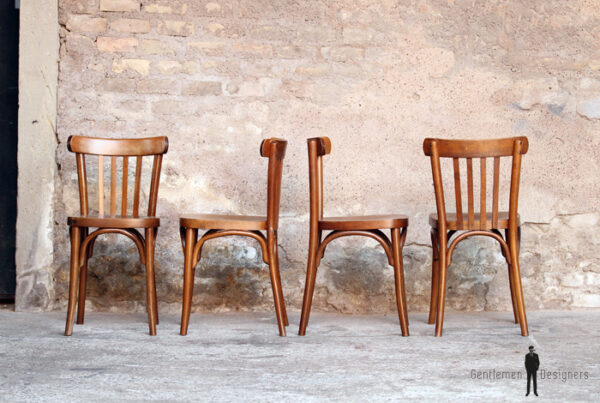 Lot de 8 chaises bistrot baumann en bois, dossier barreaux