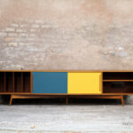 Meuble bas tv scandinave sur mesure made in france teck vinyle