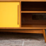Meuble bas tv scandinave sur mesure made in france teck vinyle