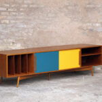 Meuble bas tv scandinave sur mesure made in france teck vinyle