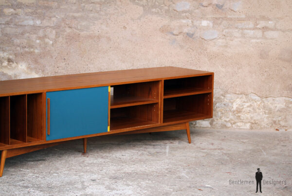 Meuble bas tv scandinave sur mesure made in france teck vinyle