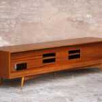 Meuble bas tv scandinave sur mesure made in france teck vinyle