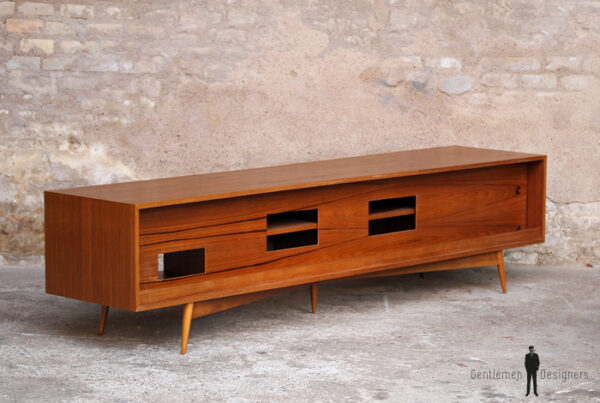 Meuble bas tv scandinave sur mesure made in france teck vinyle