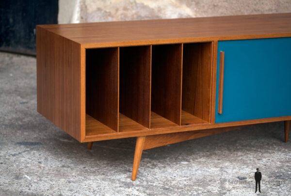 Meuble bas tv scandinave sur mesure made in france teck vinyle