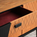 Meuble vintage en teck, style scandinave, motifs graphique noir
