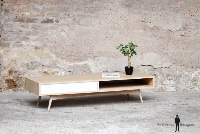 Table basse caisson style vintage sur mesure made france