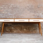 GRAND BUREAU MINISTRE - Bois - Teck - sur-mesure, made in france, Meuble style vintage -