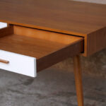 GRAND BUREAU MINISTRE - Bois - Teck, chene - sur-mesure, made in france, Meuble style vintage -