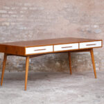 GRAND BUREAU MINISTRE - Bois - Teck, chene - sur-mesure, made in france, Meuble style vintage -