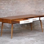 GRAND BUREAU MINISTRE - Bois - Teck, chene - sur-mesure, made in france, Meuble style vintage -