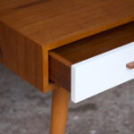 GRAND BUREAU MINISTRE - Bois - Teck, chene - sur-mesure, made in france, Meuble style vintage - tiroirs couleur