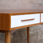 GRAND BUREAU MINISTRE - Bois - Teck, chene - sur-mesure, made in france, Meuble style vintage - tiroirs couleur