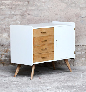 Meuble commode vintage pieds compas