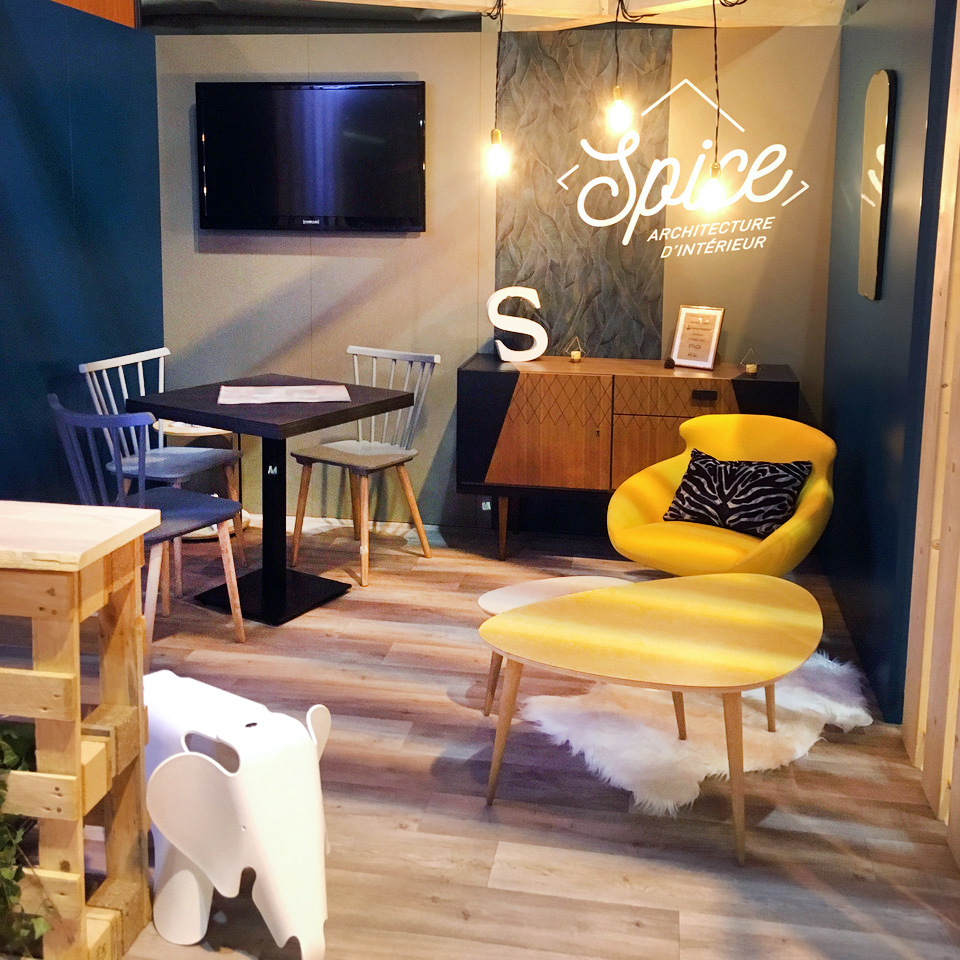 location mobilier vintage salon architecture intérieur spice agence stand