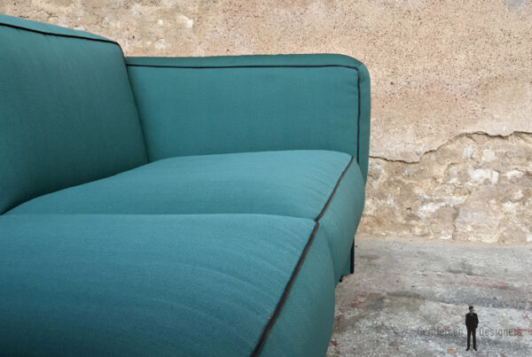 Canapé 2 places en tissu, bleu/vert gentlemen designers